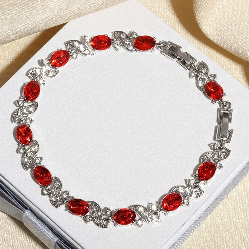 luckacco exquisite shiny tennis ball shape crystal zircon bracelet for women fashion evening party jewelry girls gift