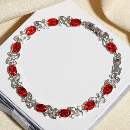 Luckacco Exquisite Shiny Tennis Ball Shape Crystal Zircon Bracelet for Women Fashion Evening Party Jewelry Girls Gift