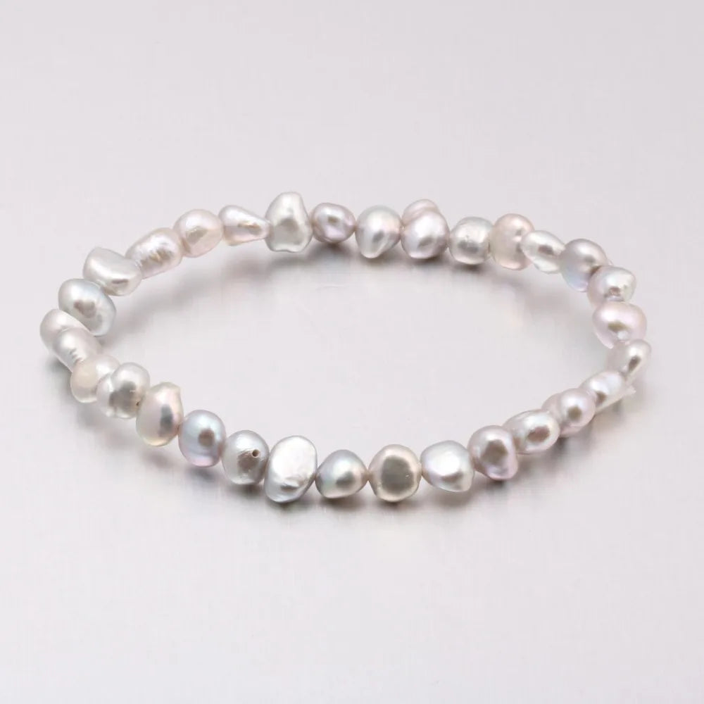 luckacco high quality 6-7 mm freshwater irregular pearl bracelets natural pearl bracelet for women pearl bracelet
