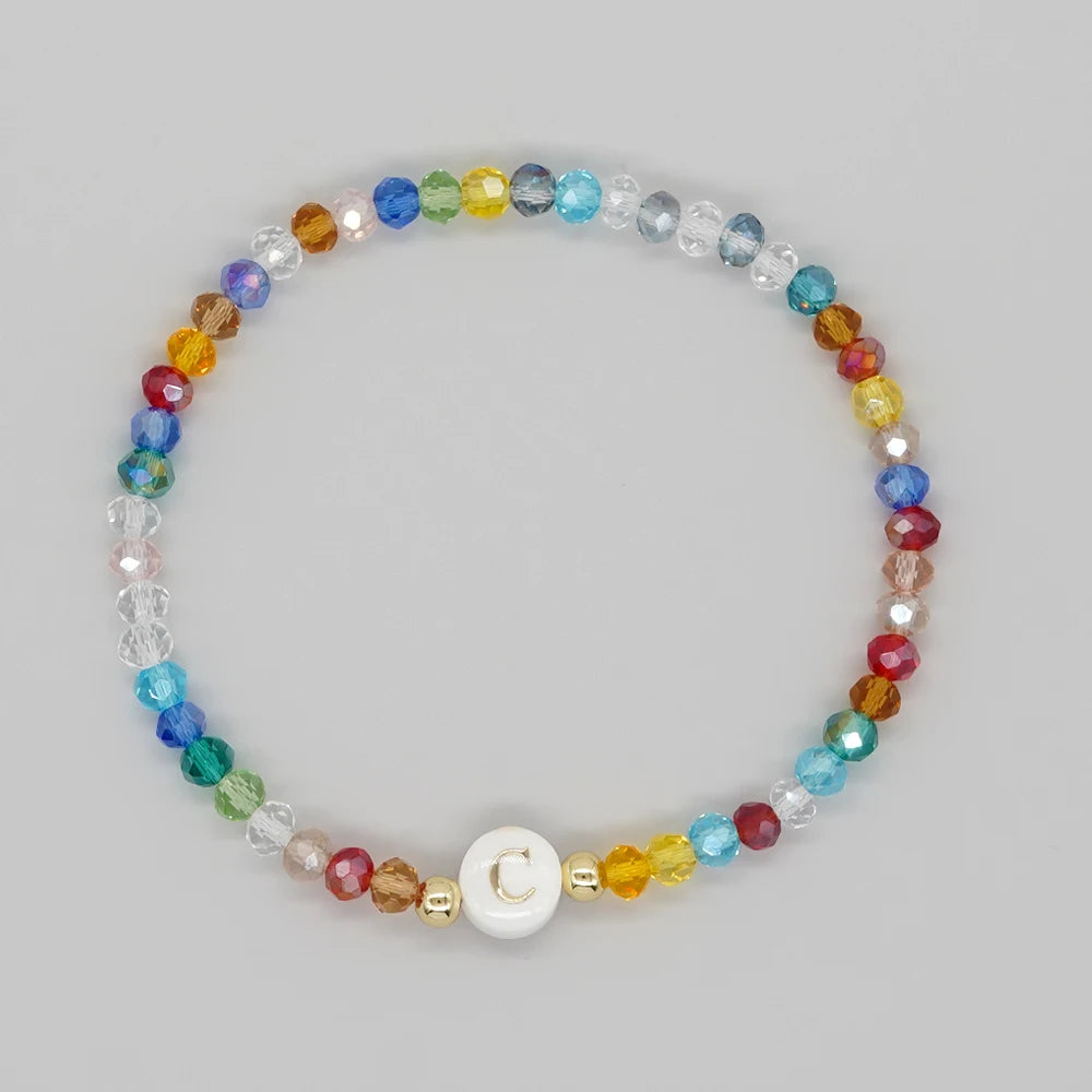 luckacco go2boho crystal shell letter a-z bracelets for women boho summer beach lucky fashion trend jewelry accessories surprise gifts