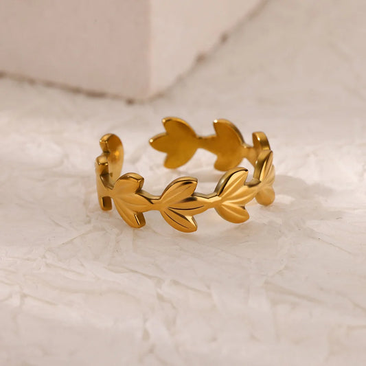 Luckacco Double Heart Rings For Women Gold Color Stainless Steel Open Adjustable Ring Female Fashion Party Wedding Aesthetic Jewelry Gift