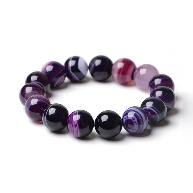 luckacco 6/8/10 mm dreamlike purple pink agate beaded bracelet natural stone gradient style beads bracletes for women hand jewelry gift
