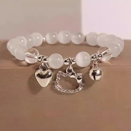 Luckacco Niche Design Star Chain Tassel Bracelet for Women Fantasy Blue Crystal Beads Elastic Rope Bracelet Best Friend Jewelry Gifts