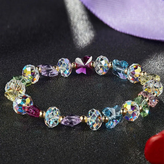 Luckacco New AB Butterfly Crystal Beaded Bracelets Women Sweet Temperament Handwork Bracelets&Bangles Charms Jewelry Making Men Bracelet