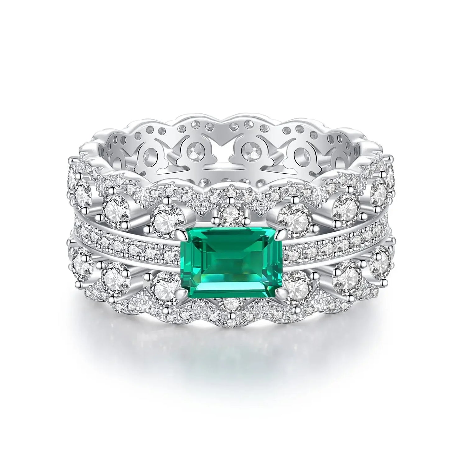 luckacco delicacy luxury white gold solid platinum pt950 women's diamond ring ring female emerald cut