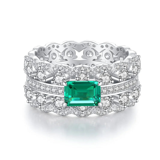 Luckacco Delicacy Luxury white gold solid platinum PT950 women's diamond ring Ring Female Emerald Cut