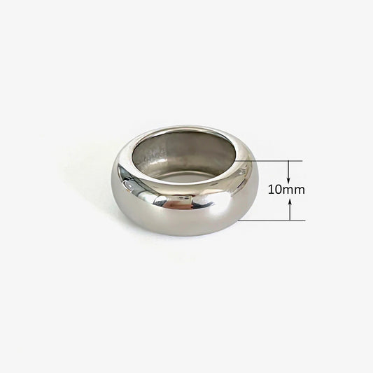 Luckacco Peri'sbox 8mm 10mm High Polish 18K Gold Plated Round Chunky Rings for Women Men Smooth Stainless Steel Minimalist Party Jewelry
