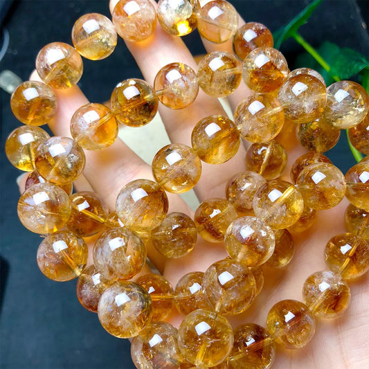 Luckacco Natural Citrine Quartz Bracelet for Wealth Luck-Reiki Healing Chakra Balancing Unisex Yellow Crystal Beads Jewelry for Men Women