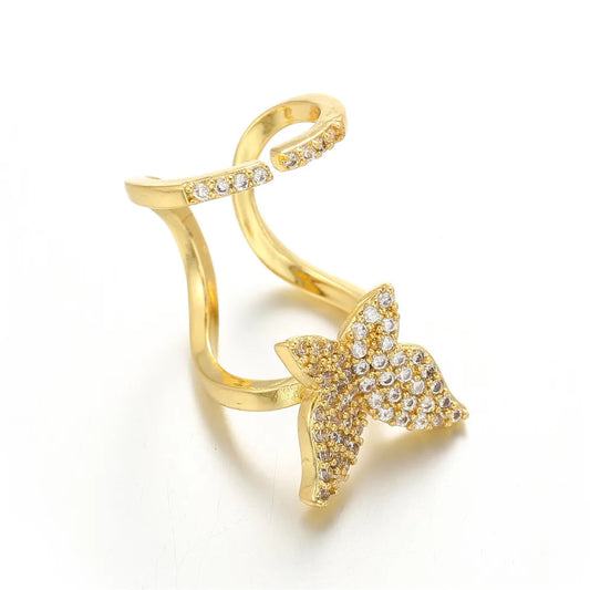 Luckacco Fashion Women's Crystal Nail Cover Ring Luxury Zircon Manicure Fingertips Joint Fake Nail Rings For Women Party Jewelry Gifts