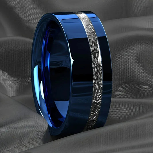 Luckacco Fashion 8mm Men Stainless Steel Rings Silver Color Brushed Deer Antler And Koa Wood Rings for Men Wedding Band Jewelry