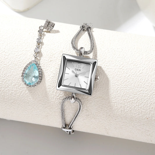 Luckacco Niche high-end women's watch simple small square plate alloy bracelet watch ladies medieval style quartz watch