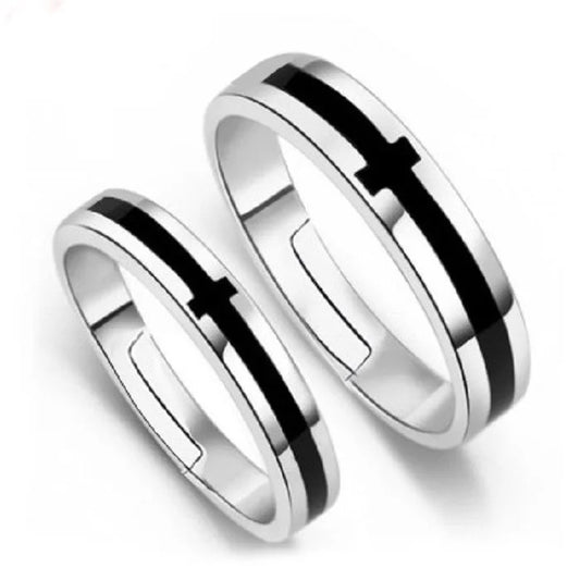 Luckacco High-quality Couple Wedding Ring for Woman Men 2Pcs Love Heart Zircon Adjustable Rings Fashion Stainless Steel Engaged Jewelry