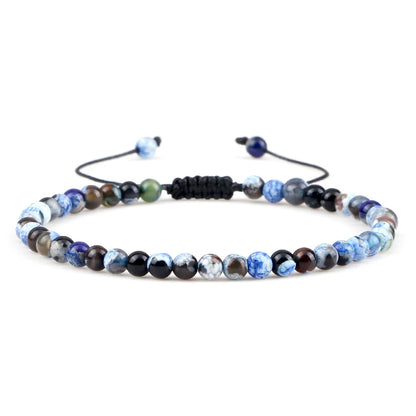Luckacco Fashion Women Bracelets Natural Agates Onyx Stone Minimalist 4mm Beads Bracelet Handmade Girls Vacation Jewelry Best Friend Gift
