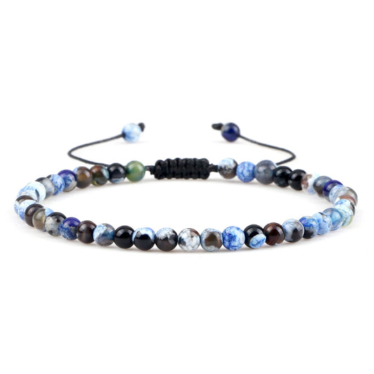 Luckacco Fashion Women Bracelets Natural Agates Onyx Stone Minimalist 4mm Beads Bracelet Handmade Girls Vacation Jewelry Best Friend Gift