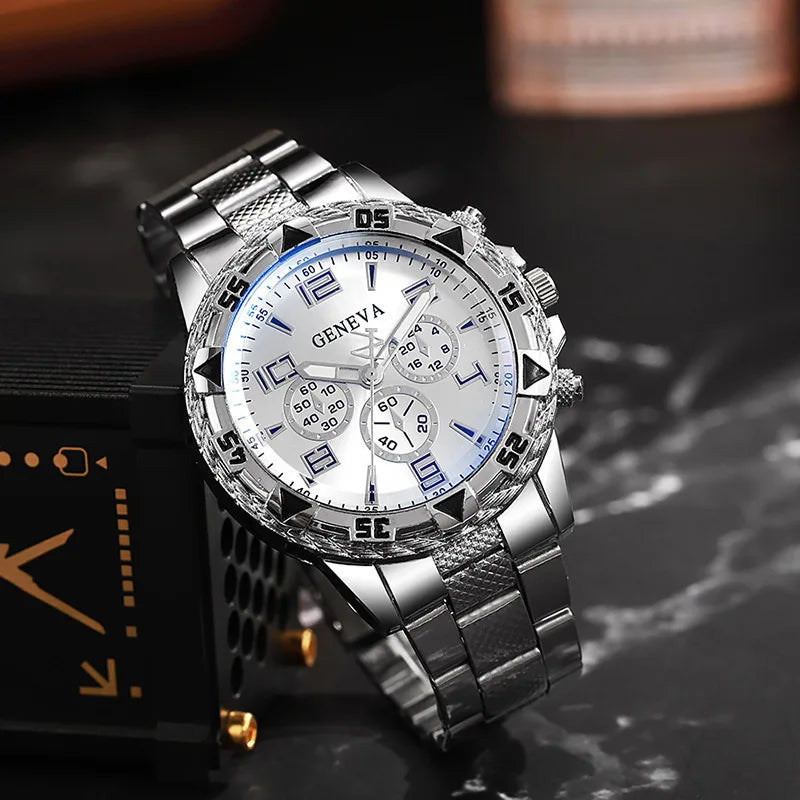 luckacco men watches luxury brand watches for men fashion high quality quartz wristwatches business steel strap sports male clock