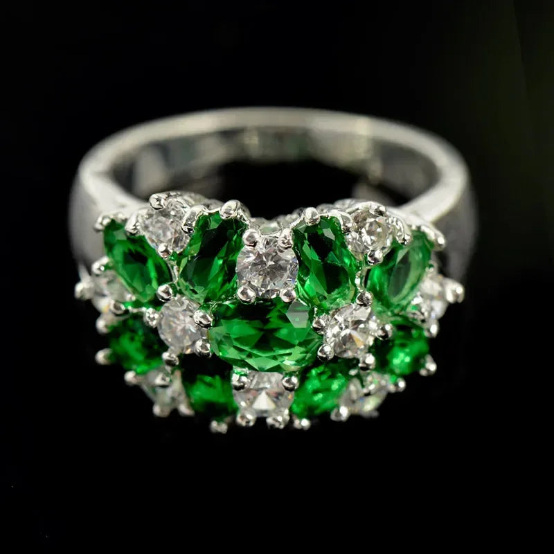 luckacco hot sale cocktail party ring flower cubic zirconia  valentine's day gift  fashion jewelry luxury rings for women & lover