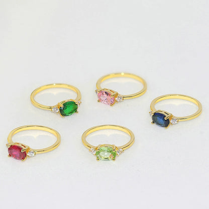 Luckacco Wedding Dating Ring For Women Simple Solitaire Ring With Oval Candy Stone Zircon Gold Color Engagement Gift Fashion Jewelry R865
