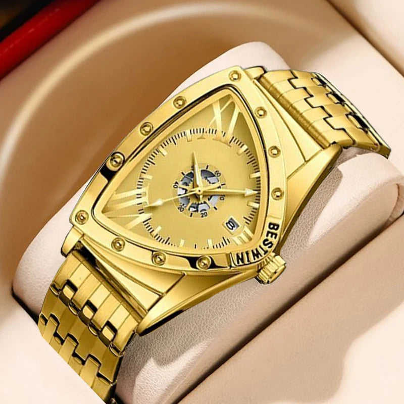 luckacco men watches unique design top brand luxury men's wrist watches quartz wristwatch fashion male clock stainless steel band