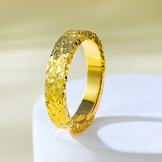 Luckacco Stainless Steel 4mm Broken Ice Rings Women Size 5/6/7/8/9/10# Gold Color Bling Finger Ring Wedding Band Jewelry Girlfriend Gifts