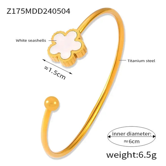 Luckacco Lucky Cute Colorful Five-Leaved Flower Stainless Steel Bracelets for Women Fashion Light Luxury Paty Jewelry Gifts