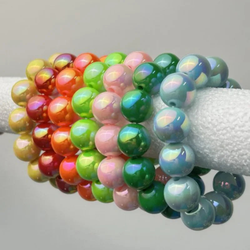luckacco european and american contrasting color laser beaded resin bracelet