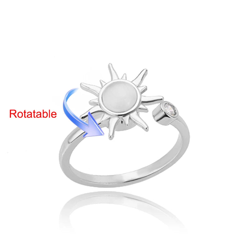 luckacco four clover rotating anxiety rings for women gold color adjustable stainless steel wedding ring aesthetic jewelry gift anillos
