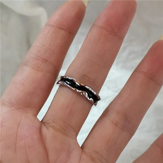 Luckacco Kpop Goth Punk Vintage Aesthetic Geometric Irregular Star Silver Color Ring For Women Egirl Grunge Y2K EMO Jewelry Accessories