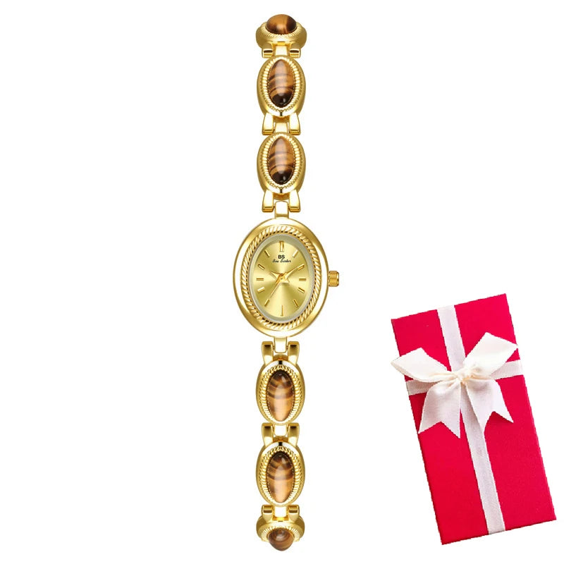luckacco oval rhinestone 2025 ladies wrist watches top brand luxury for women bracelet watches gold relogio feminino dropshipping fashion