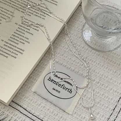 Luckacco New 925 Sterling Silver Double Layer Necklace Exquisite Geometric Shape Pendant Choker Birthday Party Gift Women's Fine Jewelry
