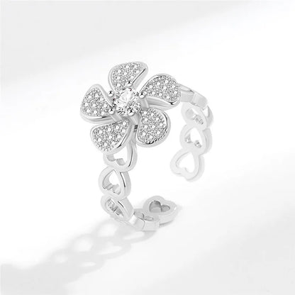 Luckacco Ethnic Mandala Flower Finger Rings for Women Girls Rotating Rose Sun Planet Anxiety Knuckle Ring Anti Stress Jewelry