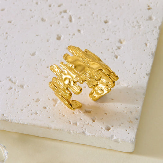 Luckacco Trendy Gold Color Stainless Steel Ring for Women Bohemian Shell Starfish Conch Flower Butterfly Heart Ring Party Jewelry Gift