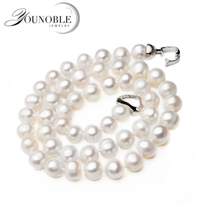 Luckacco Real Natural River Freshwater Pearl Necklace for Women Wife Mother Birthday Anniversary Gift White
