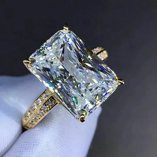 Luckacco Exquisite Gold Color Inlaid with White Stone Round Fashion Rings Fashion Party Engagement Wedding Rings for Women Jewelry