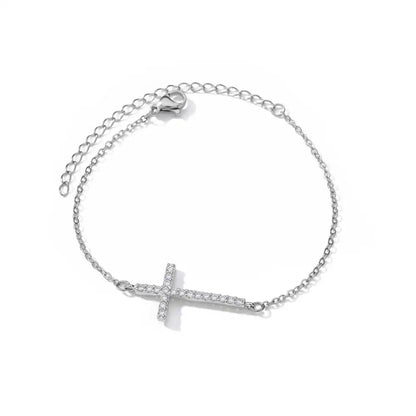 Luckacco Elegant Zircon Flowers Bracelet For Women Girls Charm Gold Color Stainless Steel Plant Bracelets Luxury Designer Jewelry Gifts