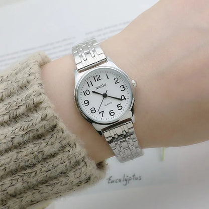 Luckacco Luxury Brand Women Watch Fashion Number Stainless Steel Quartz Wristwatch Simple Elegant Ladies Clock Reloj Mujer