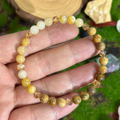 Luckacco 1 Citrine Natural Stone Bracelet Promotes Abundance and Success Unisex Handmade Jewelry 6mm