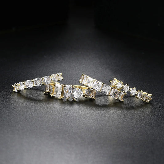 Luckacco Designer Tennis Zircon Rings for Female Shiny Dainty Crystal Stacking Matching Wedding Finger Ring Fashion Chic Jewelry R018