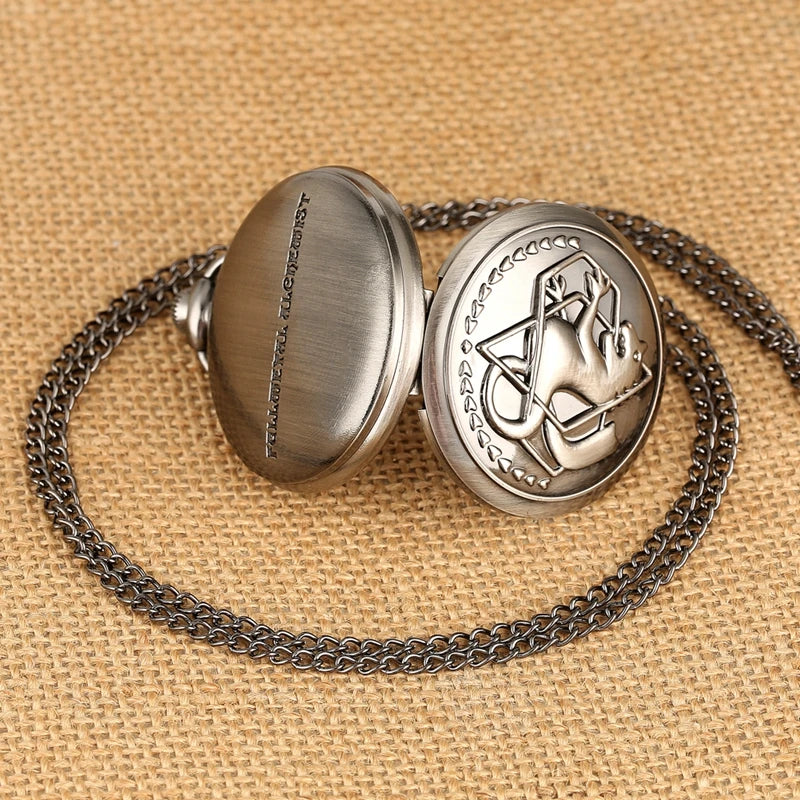luckacco antique fullmetal alchemist quartz anime pocket watch cosplay edward elric clock design pendant necklace chain vintage chain