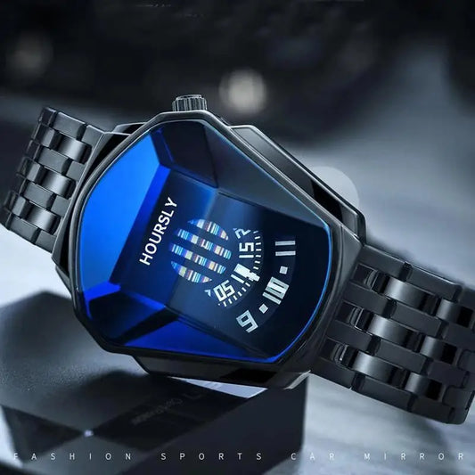 Luckacco Gold Luxury Brand Trend Cool Men Wrist Watch Stainless Steel Technology Fashion Quartz Watch for Men 2024 Relogio Masculino