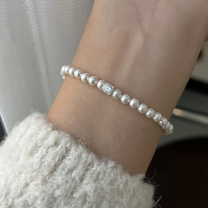 Luckacco Vintage Creativity Irregular Baroque Imitation Pearl Heart Shape Beading Bracelets for Women Fashion Accessories Lucky Tag Gifts
