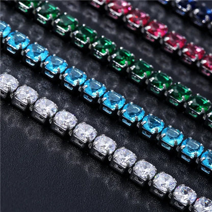 Luckacco 17/19CM Tennis Bracelet Cubic Zirconia Iced Out Crystal Chain Bracelet for Women Luxury Men Bracelet Chain Homme Jewelry Gifts