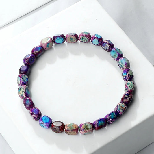 Luckacco Vintage Emperor Stone Beaded Bracelets Natural Stone Charm Elastic Strand Bracelet & Bangle Bohemian Yoga Jewelry for Women Men