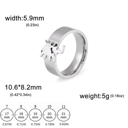 Luckacco Unift Women Stainless Steel Charms Rings Flower Leaf Spider Paw Pendant Finger Ring Fashion Minimalist Couple Jewelry