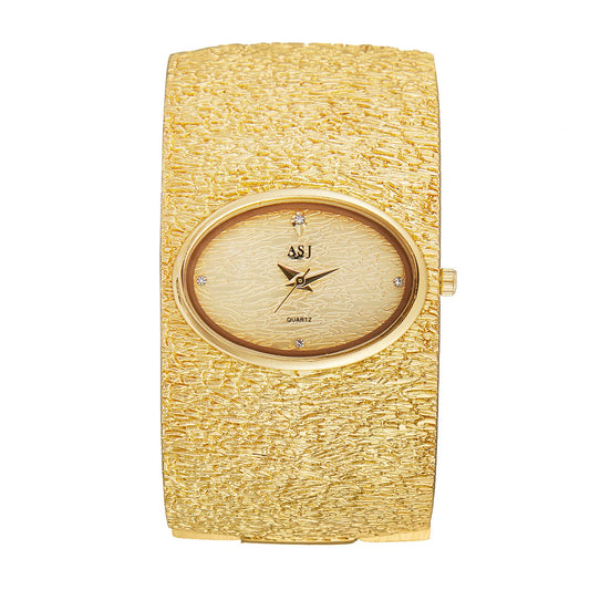 Luckacco ASJ Women's Bracelet Watch reloj mujer Gold Luxury Bark Pattern Simple watch for women relojes para damas
