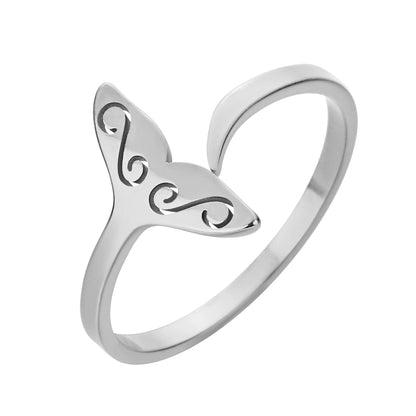 Luckacco Kinitial Stainless Steel Sea Whale Mermaid Fish Tail Knuckle Ring Dainty Jewelry Boho Romantic Anniversary Gift