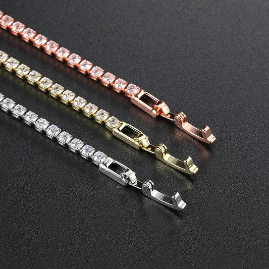 Luckacco Fashion Multicolor Tennis Bracelet for Women 2.5/3/4/5mm Zirconia Charm Designer Tennis Chain Men Bracelet Wedding Jewelry KC128
