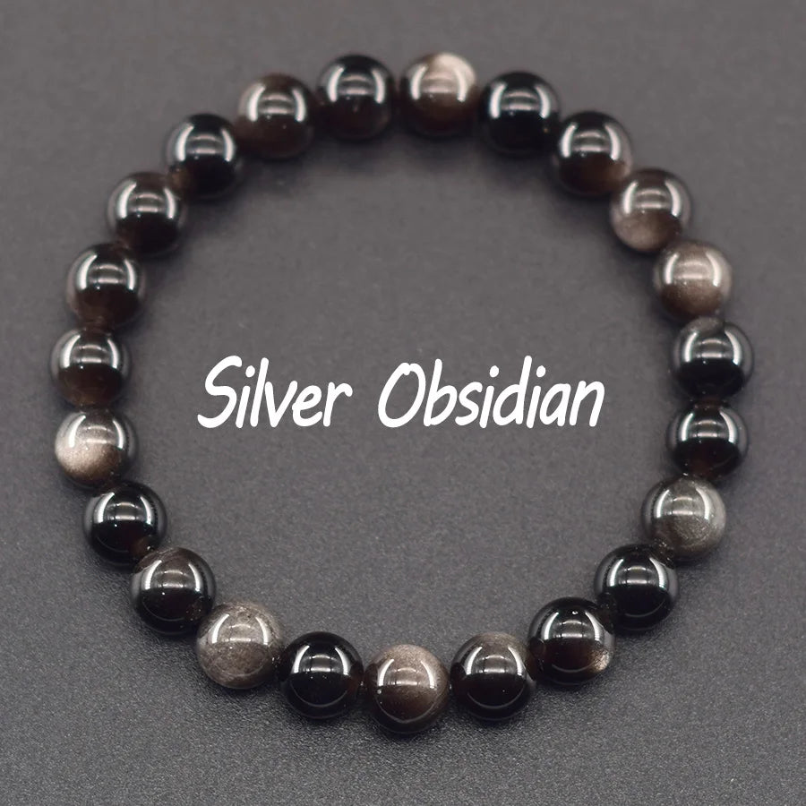 luckacco natural golden obsidian stone beads bracelet men women golden light rainbow obsidian tourmaline wealth money round jewelry gift
