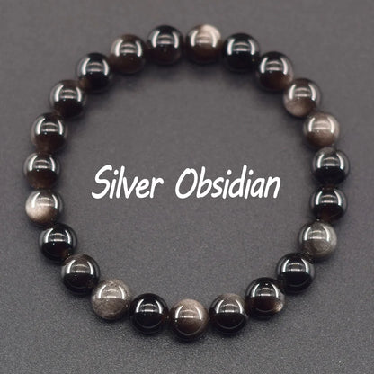 Luckacco Natural Golden Obsidian Stone Beads Bracelet Men Women Golden Light Rainbow Obsidian Tourmaline Wealth Money Round Jewelry Gift