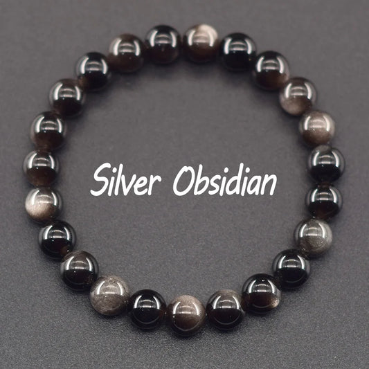 Luckacco Natural Golden Obsidian Stone Beads Bracelet Men Women Golden Light Rainbow Obsidian Tourmaline Wealth Money Round Jewelry Gift