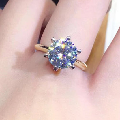 Luckacco Fashion 3ct Diamond Ring Solitaire Woman 925 Sterling Silver Yellow Gold Moissanite Ring Engagement Wedding Jewelry